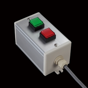 SBOX-80x80(D)-照光式押ボタン（角形）2点/オムロン製付-1m配線済