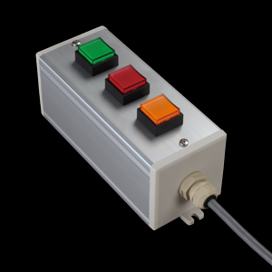 SBOX-80x80(D)-照光式押ボタン（角形）3点/オムロン製付-1m配線済