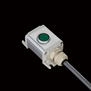 SBOX-45x30-照光式押しボタン（緑）1点/EAO製付-1m配線済