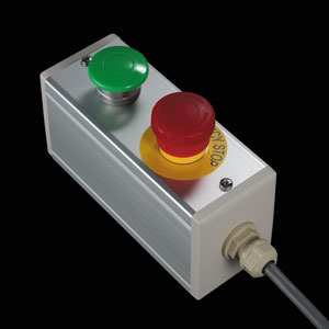 SBOX-64x80(D)-照光式非常停止+大型押ボタン（頭径φ40）/IDEC製付-5m配線済