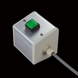 SBOX-85x95(D)-照光式押ボタン（角形）1点/オムロン製付-1m配線済