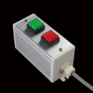 SBOX-64x80(D)-照光式押ボタン（角形）2点/オムロン製付-1m配線済