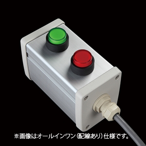 SBOX-64x80-照光式押ボタン（丸形）2点/オムロン製付-配線なし(防水ノーマルキャップ)