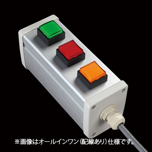 SBOX-64x80-照光式押ボタン（角形）3点/オムロン製付-配線なし(防水ノーマルキャップ)