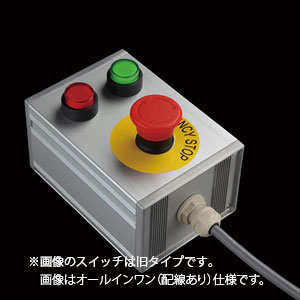 SBOX-105x80-照光式非常停止+押ボタン2点/オムロン製付-配線なし
