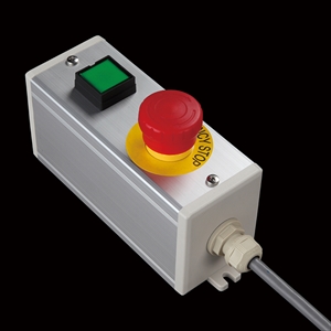 SBOX-64x80(D)-照光式非常停止+押ボタン/IDEC製付-1m配線済