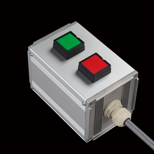 SBOX-80x80(U)-照光式押ボタン（角形）2点/IDEC製付-1m配線済