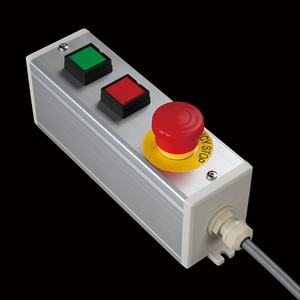 SBOX-64x80(D)-照光式非常停止+照光式押ボタン2点/IDEC製付-1m配線済