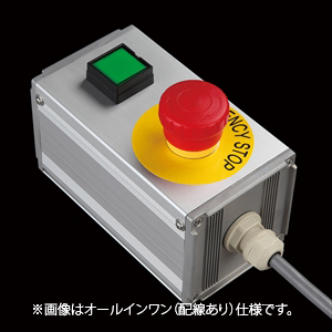 SBOX-80x80(U)-照光式非常停止+押ボタン/IDEC製付-配線なし