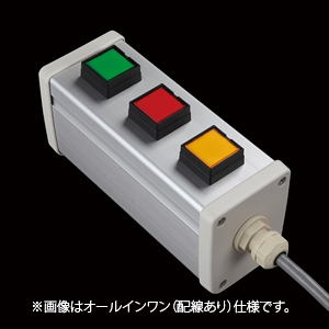 SBOX-64x80-照光式押ボタン（角形）3点/IDEC製付-配線なし(防水ノーマルキャップ)