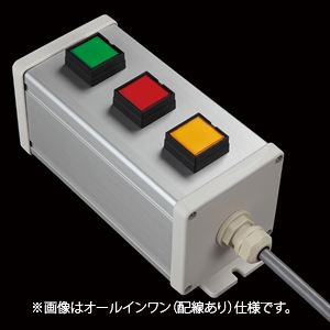 SBOX-80x80-照光式押ボタン（角形）3点/IDEC製付-配線なし