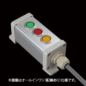 SBOX-45x45(L)-照光式押ボタン（丸形）3点/IDEC製付-配線なし