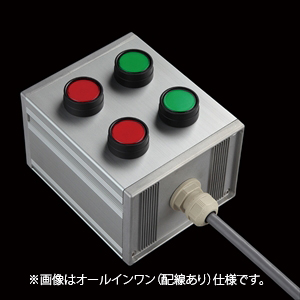 SBOX-105x80配線なし-照光式押ボタン（丸形）4点/IDEC製付