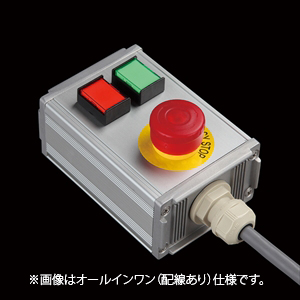 SBOX-70x45-照光式非常停止+押ボタン2点/IDEC製付-配線なし