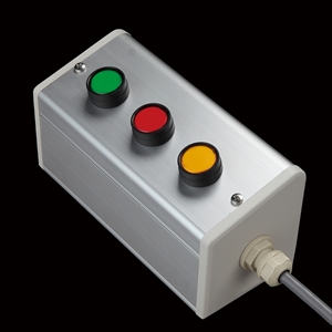 SBOX-85x95(D)-押ボタン（丸形）3点/IDEC製付-1m配線済