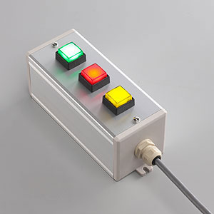 SBOX-80x80(D)-照光式押ボタン（角形）3点/富士電機製付-1m配線済