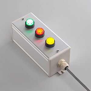 SBOX-80x80(D)-照光式押ボタン（丸形）3点/富士電機製付-1m配線済
