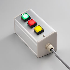 SBOX-85x95(D)-照光式押ボタン（角形）3点/富士電機製付-1m配線済
