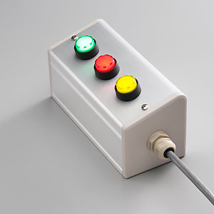 SBOX-85x95(D)-照光式押ボタン（丸形）3点/富士電機製付-1m配線済