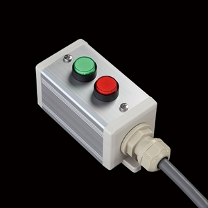 SBOX-45x45(D)-照光式押ボタン（丸形）2点/オムロン製付-1m配線済