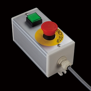 SBOX-80x80(D)-照光式非常停止+押ボタン/オムロン製付-1m配線済