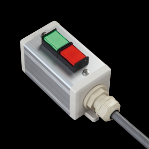 SBOX-45x45(D)-照光式押ボタン（角形）2点/IDEC製付-1m配線済