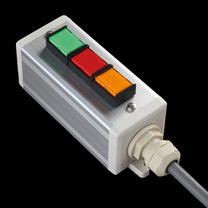 SBOX-45x45(D)-照光式押ボタン（角形）3点/IDEC製付-1m配線済