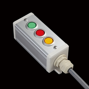 SBOX-45x45(D)-照光式押ボタン（丸形）3点/IDEC製付-1m配線済