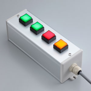 SBOX-80x80(D)-照光式押ボタン（正角形）4点/オムロン製付-3m配線済