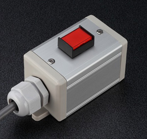 SBOX45×45D 照光押釦スイッチ付き（赤）・3m配線込み（パッケージ品）