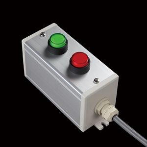 SBOX-64x80(D)-照光式押ボタン（丸形）2点/オムロン製付-1m配線済