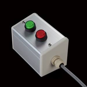 SBOX-85x95(D)-照光式押ボタン（丸形）2点/オムロン製付-1m配線済