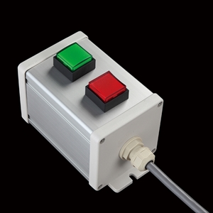 SBOX-80x80-照光式押ボタン（角形）2点/オムロン製付-1m配線済