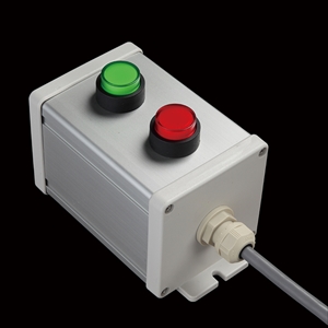 SBOX-80x80-照光式押ボタン（丸形）2点/オムロン製付-1m配線済