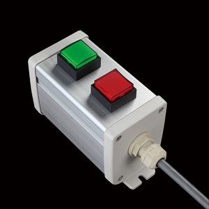 SBOX-64x80-照光式押ボタン（角形）2点/オムロン製付-1m配線済(防水1点キャップ)