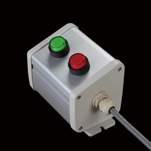 SBOX-85x95(N)-照光式押ボタン（丸形）2点/オムロン製付-1m配線済