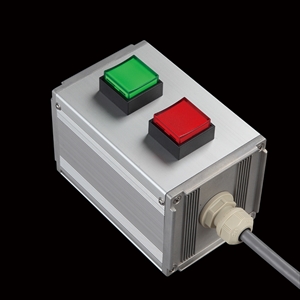 SBOX-80x80(U)-照光式押ボタン（角形）2点/オムロン製付-1m配線済