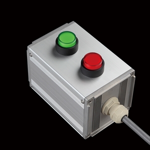 SBOX-80x80(U)-照光式押ボタン（丸形）2点/オムロン製付-1m配線済