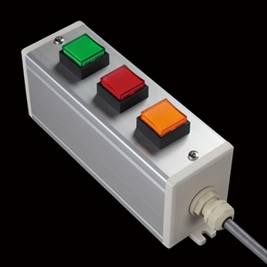 SBOX-64x80(D)-照光式押ボタン（角形）3点/オムロン製付-1m配線済