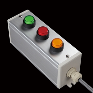 SBOX-64x80(D)-照光式押ボタン（丸形）3点/オムロン製付-1m配線済