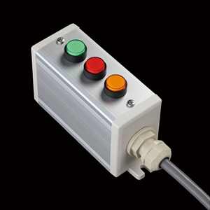 SBOX-45x65(D)-照光式押ボタン（丸形）3点/オムロン製付-1m配線済