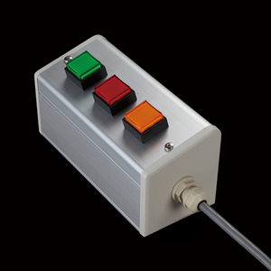 SBOX-85x95(D)-照光式押ボタン（角形）3点/オムロン製付-1m配線済