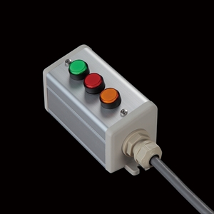 SBOX-50x57(D)-照光式押ボタン（丸形）3点/オムロン製付-1m配線済