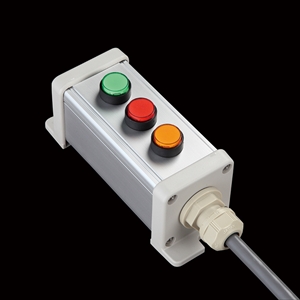 SBOX-45x45(L)-照光式押ボタン（丸形）3点/オムロン製付-1m配線済