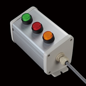 SBOX-85x95(N)-照光式押ボタン（丸形）3点/オムロン製付-1m配線済
