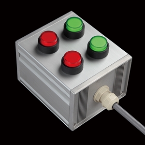 SBOX-105x80オールインワン-照光式押ボタン（丸形）4点/オムロン製付