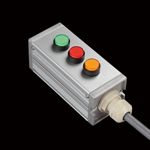 SBOX-45x45(U)-照光式押ボタン（丸形）3点/オムロン製付-1m配線済
