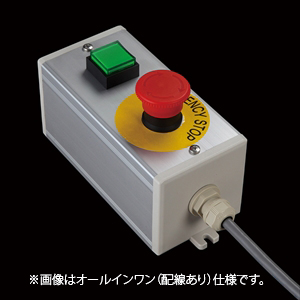 SBOX-80x80(D)-照光式非常停止+押ボタン/オムロン製付-配線なし
