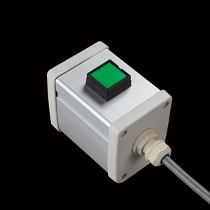 SBOX-64x80-照光式押ボタン（角形）1点/IDEC製付-1m配線済(防水ノーマルキャップ)