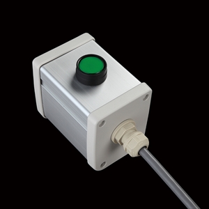 SBOX-64x80-照光式押ボタン（丸形）1点/IDEC製付-1m配線済(防水ノーマルキャップ)